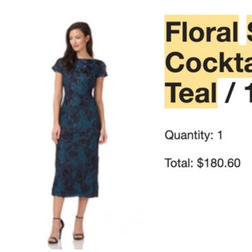 JS Collections Floral soutache short sleeve boat neck midi dress.  Size 10
